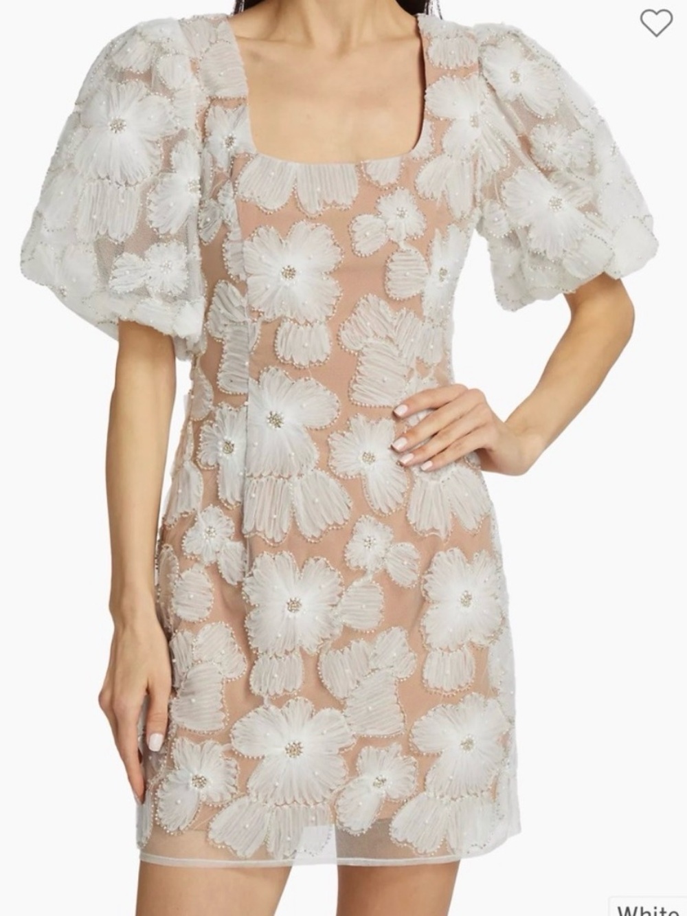 Elliatt the New Bride Bellamy Puff-Sleeve Floral Embroidered Mini Dress - NWT